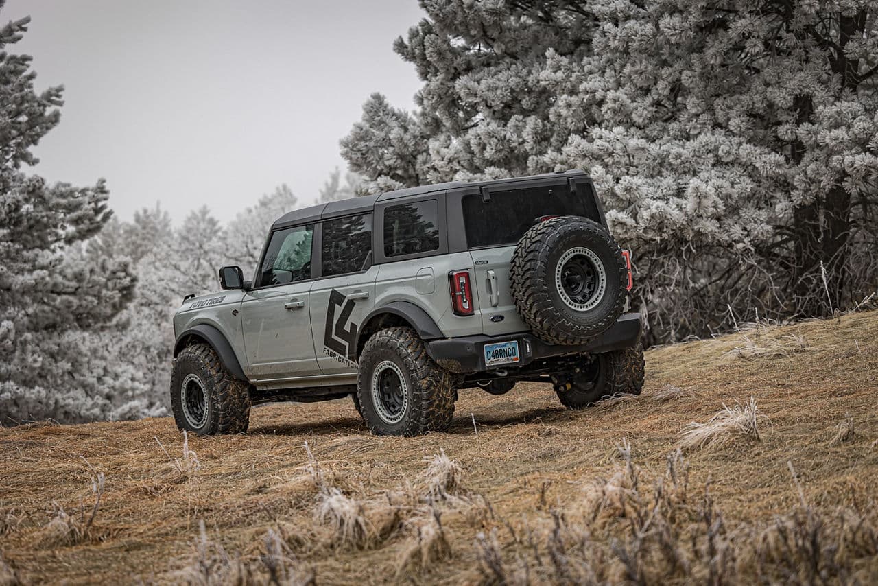 Rear view of 2022 Ford Bronco with wheels