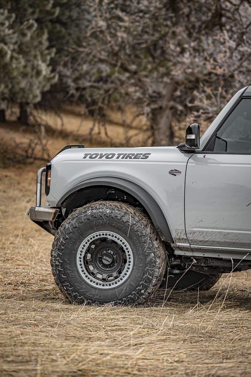 Detail view of 2022 Ford Bronco with wheels