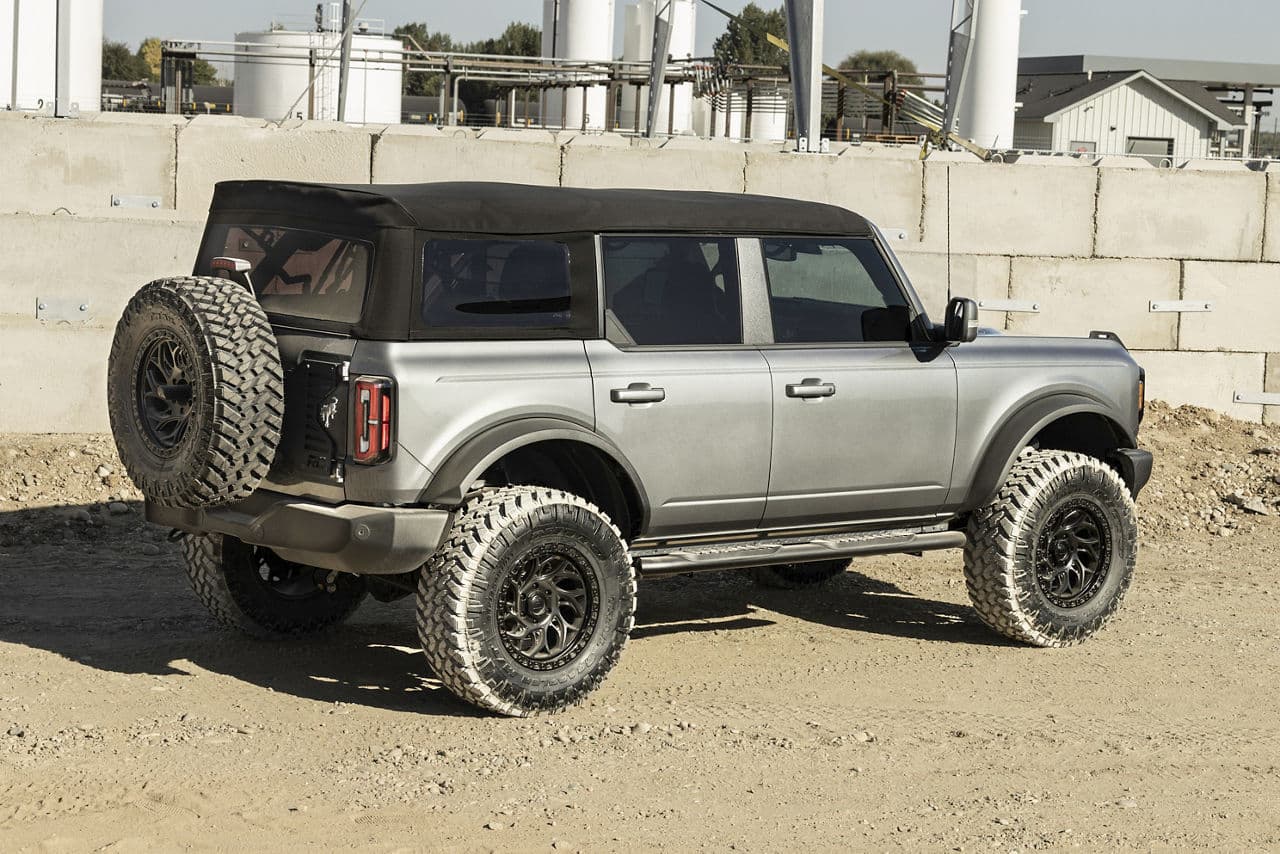 Rear view of 2022 Ford Bronco with wheels