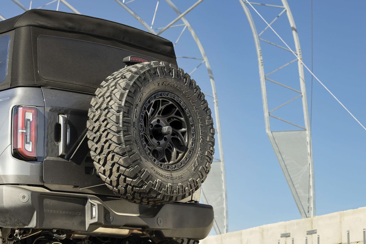 Interior of 2022 Ford Bronco with wheels
