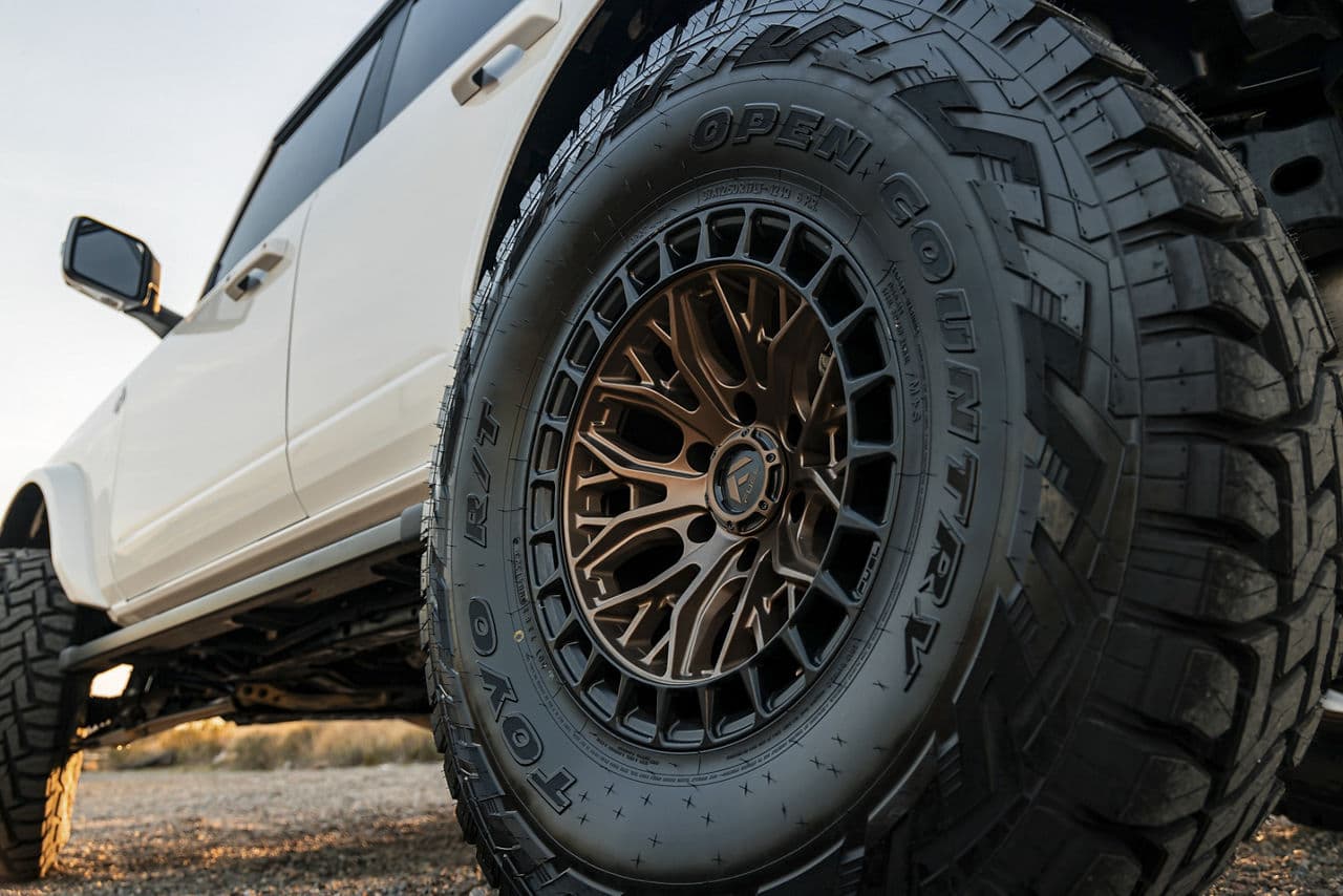 Rear view of 2022 Ford Bronco with wheels