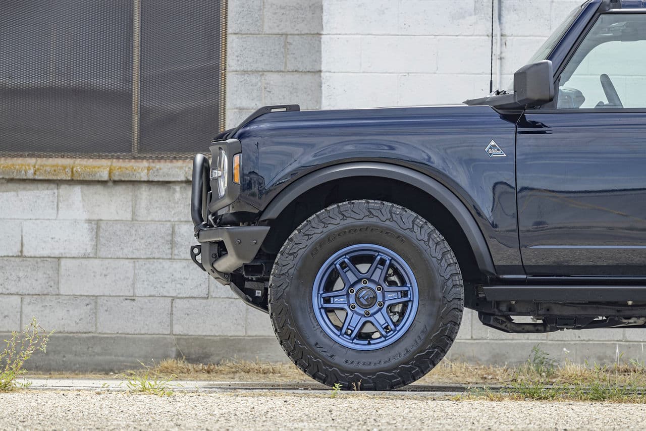 Side profile of 2022 Ford Bronco with wheels