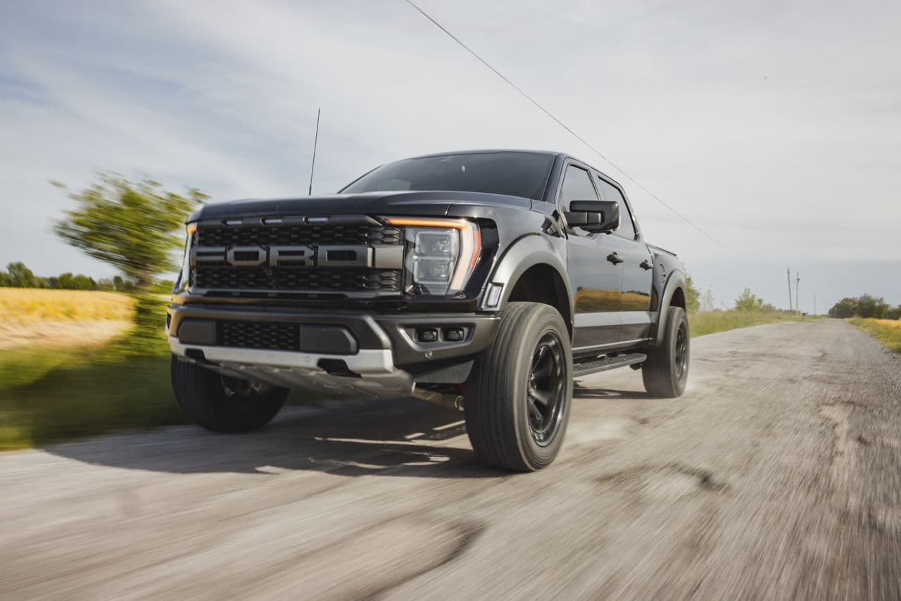 Detail view of 2022 Ford F150 Raptor with truck suv wheels