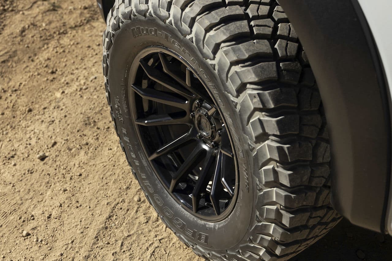 Detail view of 2022 Ford F150 Raptor with wheels