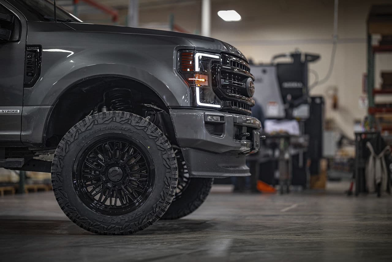 Rear view of 2022 Ford F250 with truck suv wheels