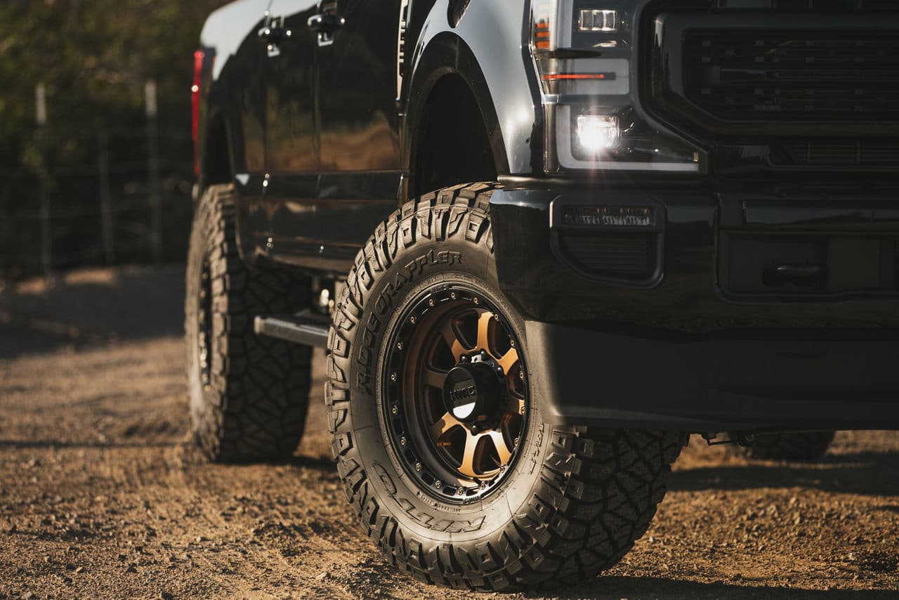 Rear view of 2022 Ford F250 with wheels