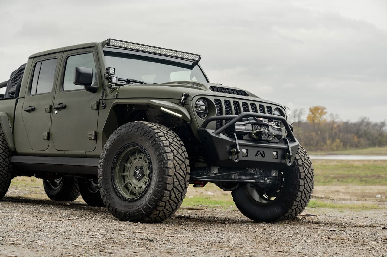 Rear view of 2022 Jeep Gladiator 6x6 with wheels