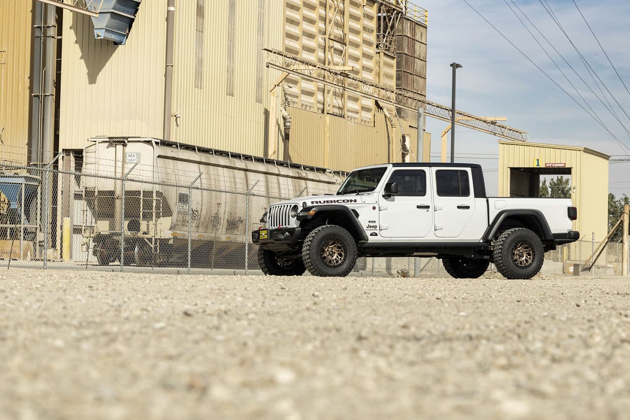 Rear view of 2022 Jeep Gladiator with truck suv wheels