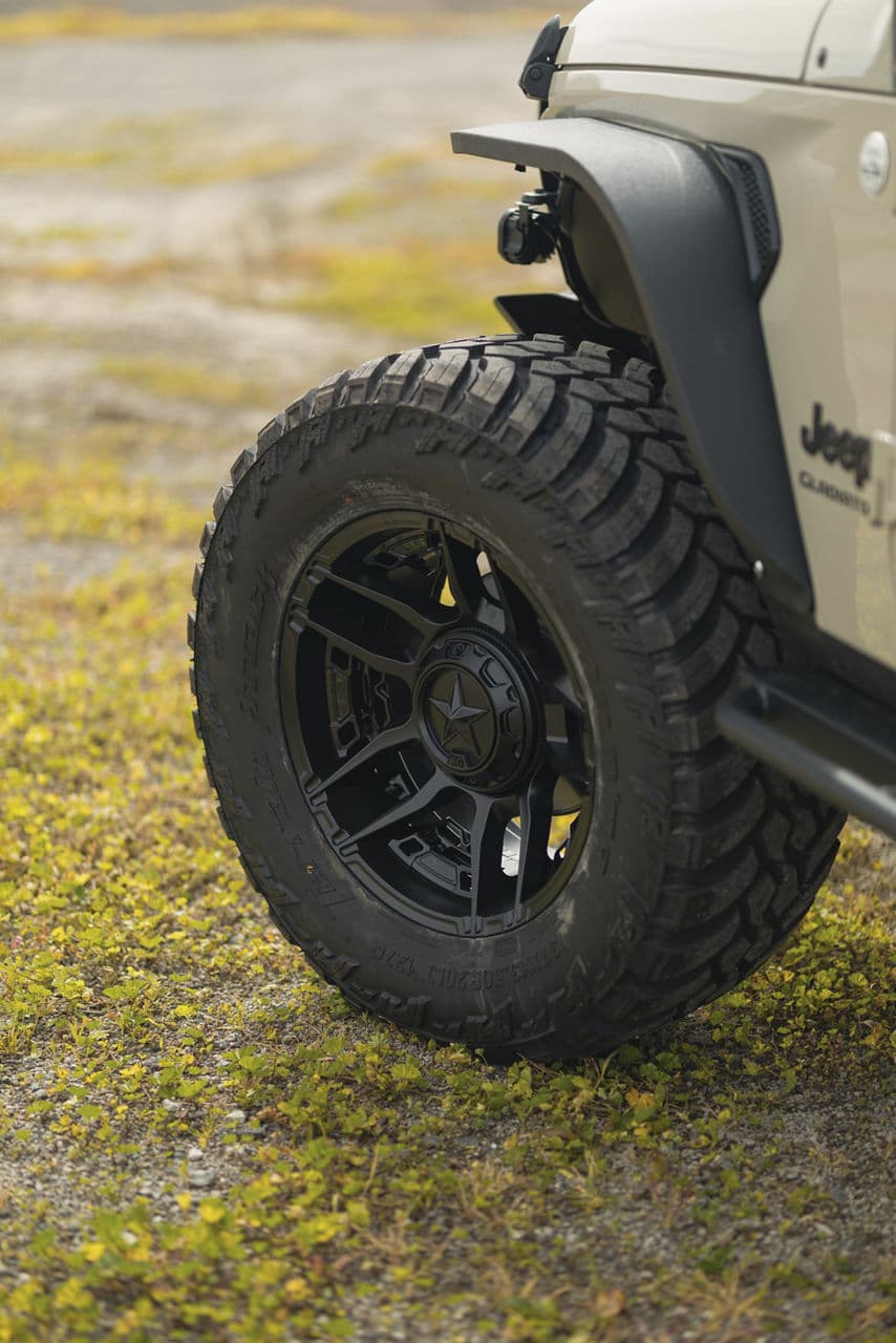 Rear view of 2022 Jeep Gladiator with wheels