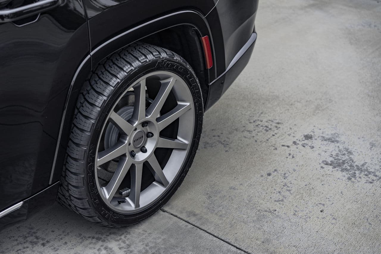 Rear view of 2022 Jeep Grand Wagoneer with wheels