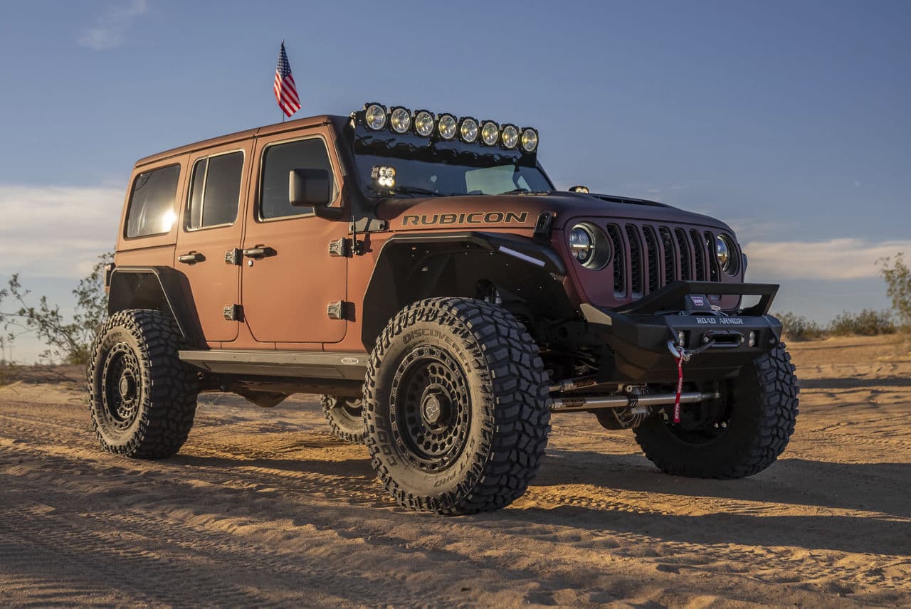 Interior of 2022 Jeep Wrangler with wheels