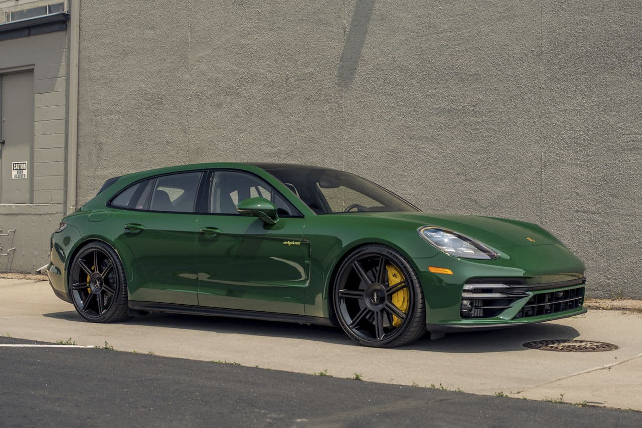 Front view of 2022 Porsche Panamera with wheels