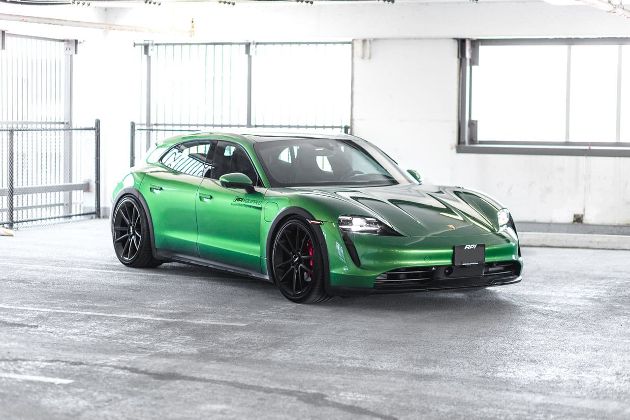 Front view of 2022 Porsche Taycan with wheels