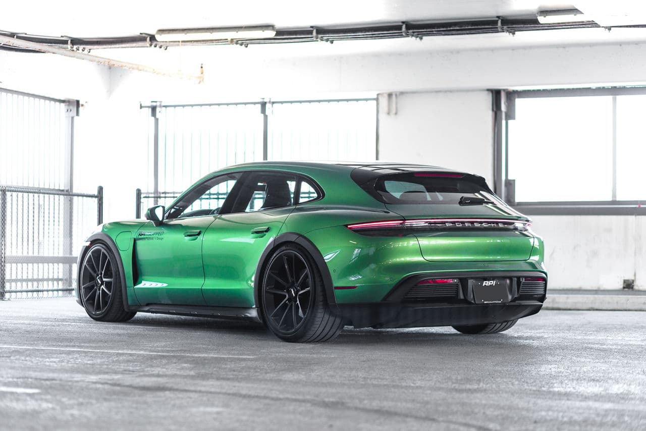 Detail view of 2022 Porsche Taycan with wheels