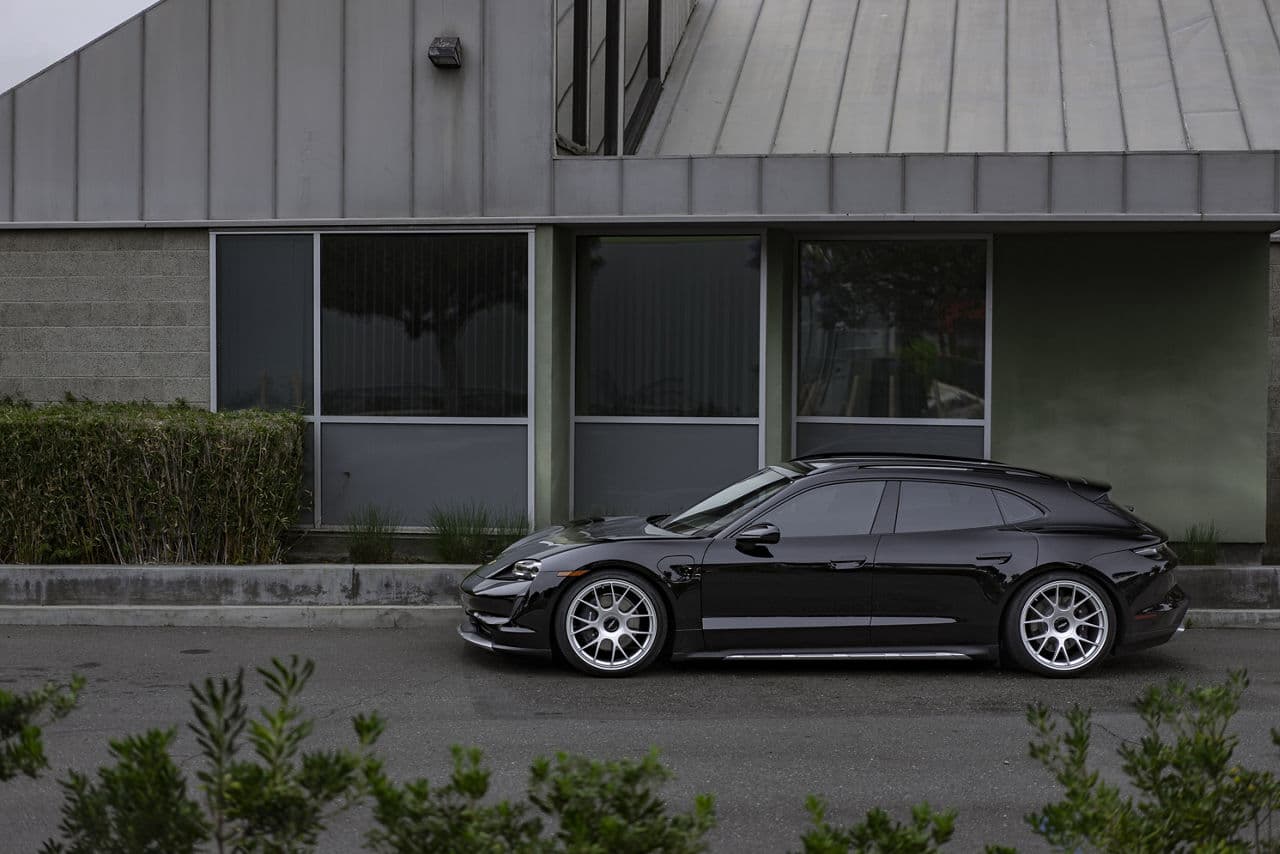 Detail view of 2022 Porsche Taycan with wheels