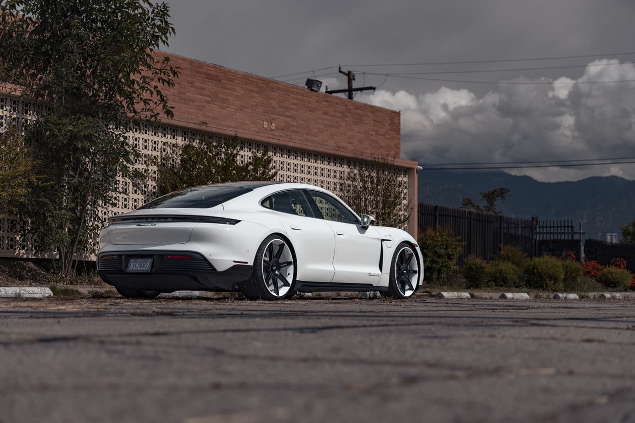 Front view of 2022 Porsche Taycan with wheels