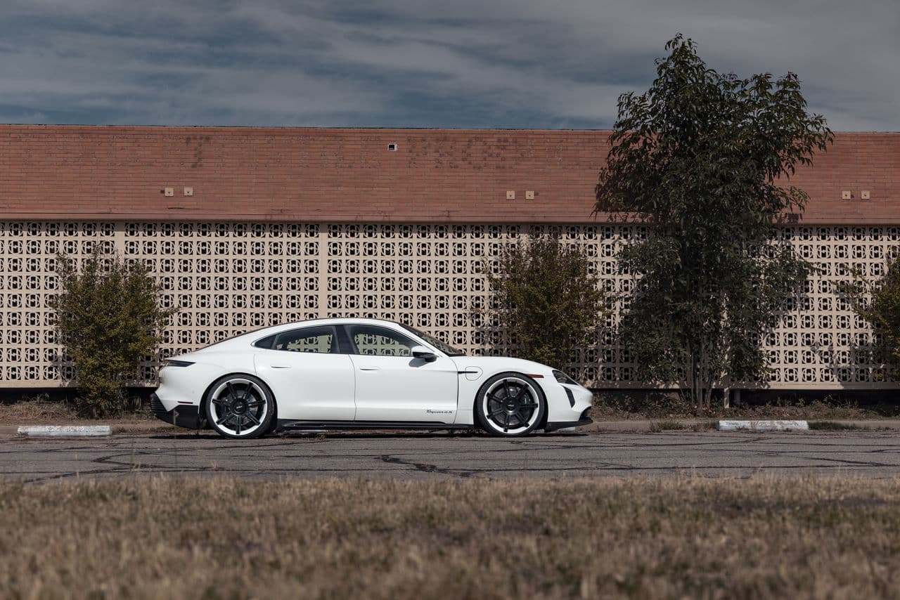 Interior of 2022 Porsche Taycan with wheels