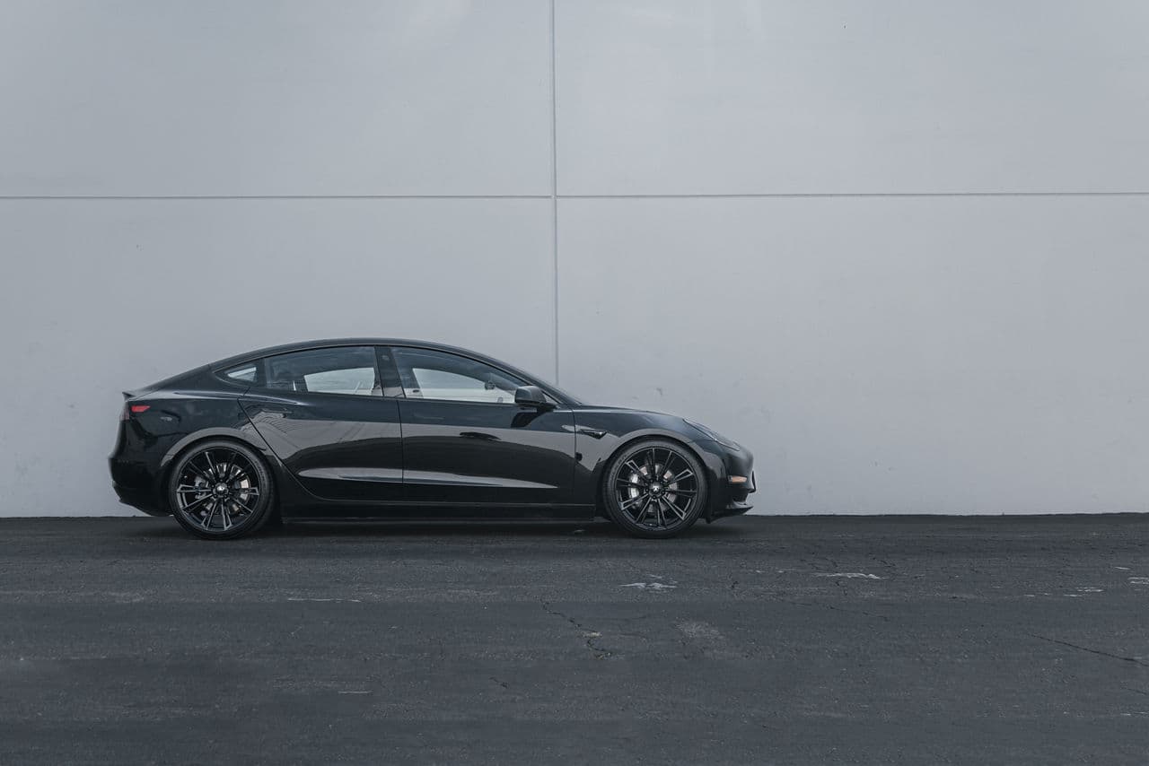 Interior of 2022 Tesla Model 3 with wheels