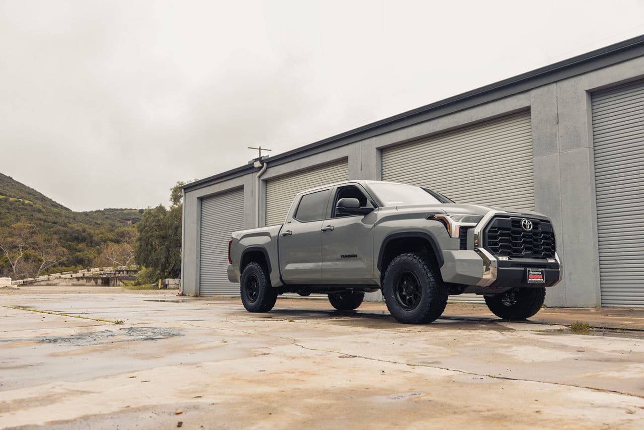 Rear view of 2022 Toyota Tundra TRD Pro with wheels