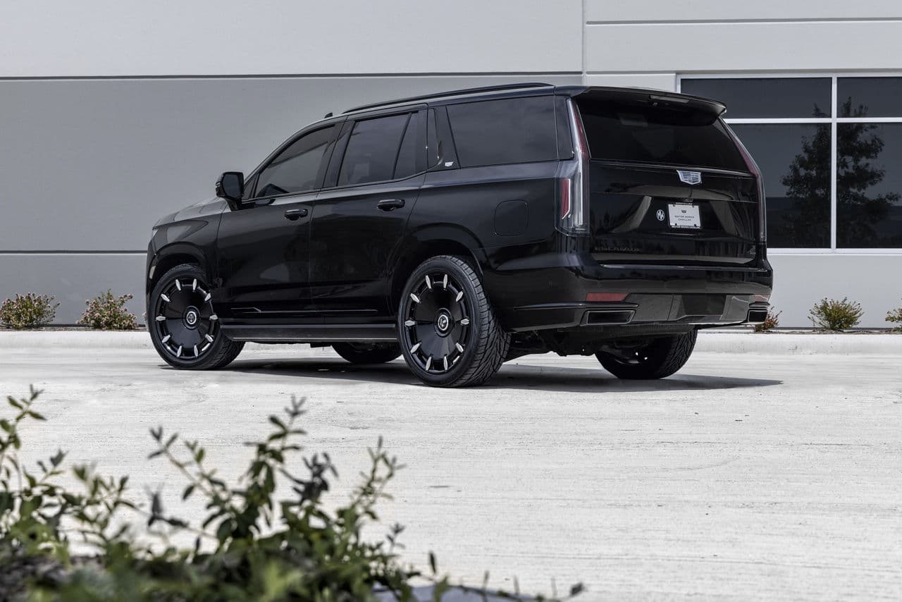 Detail view of 2023 Cadillac Escalade with wheels
