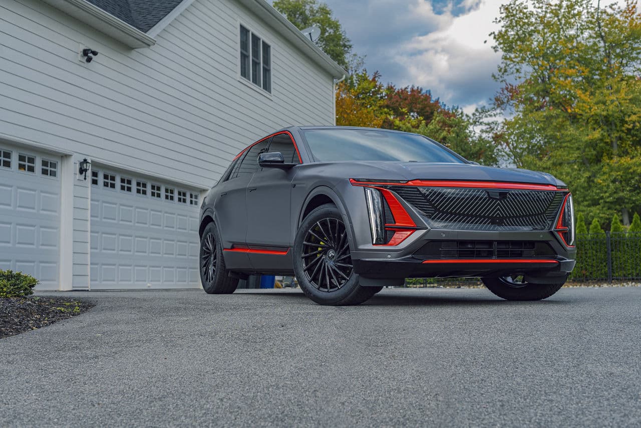 Front view of 2023 Cadillac Lyriq with wheels