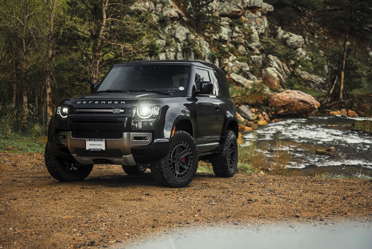 Front view of 2023 Land Rover Defender 90 with truck suv wheels