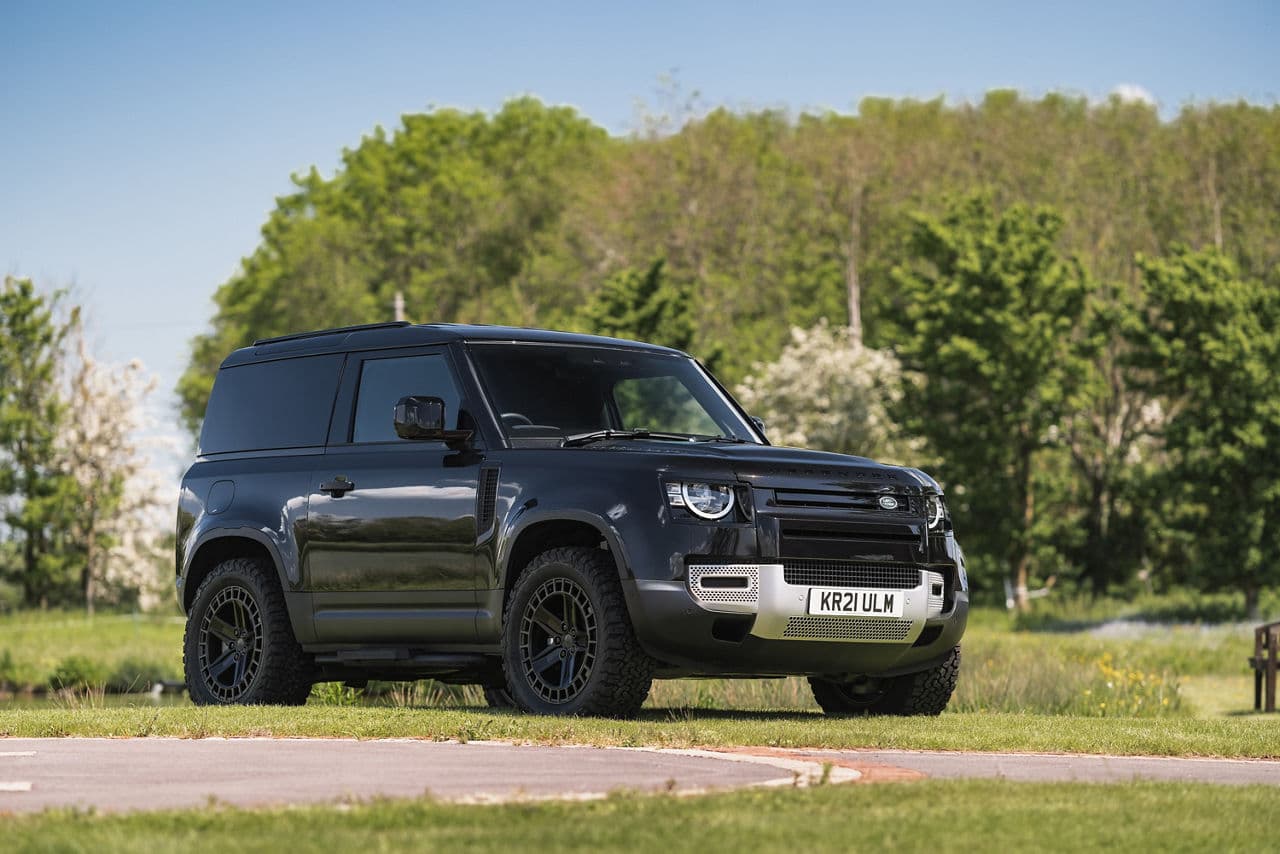 Front view of 2023 Land Rover Defender 90 with wheels