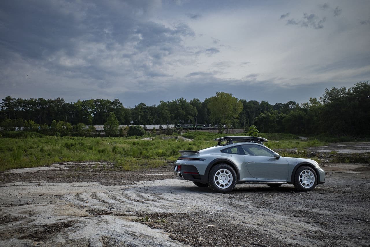 Front view of 2023 Porsche 911 Dakar with wheels